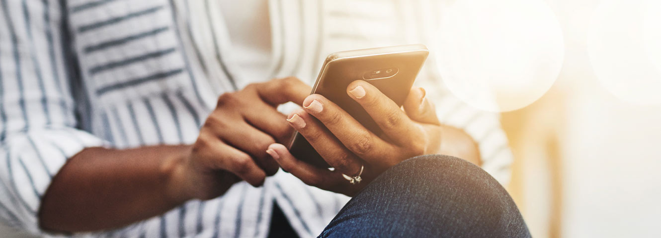 Woman using phone.