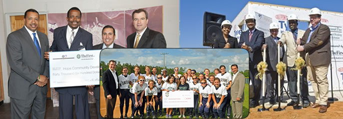 group holding a large check